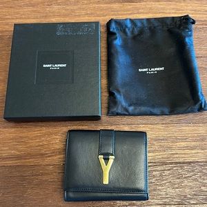 Saint Laurent Black Wallet with Gold Accent